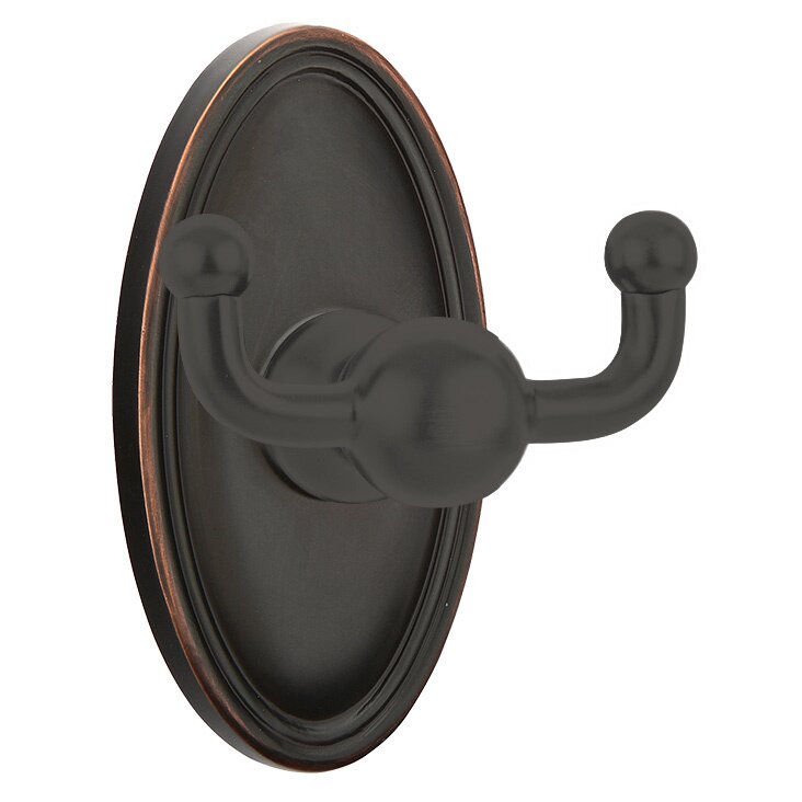 Emtek Traditional Brass Double Hook with Oval Rosette