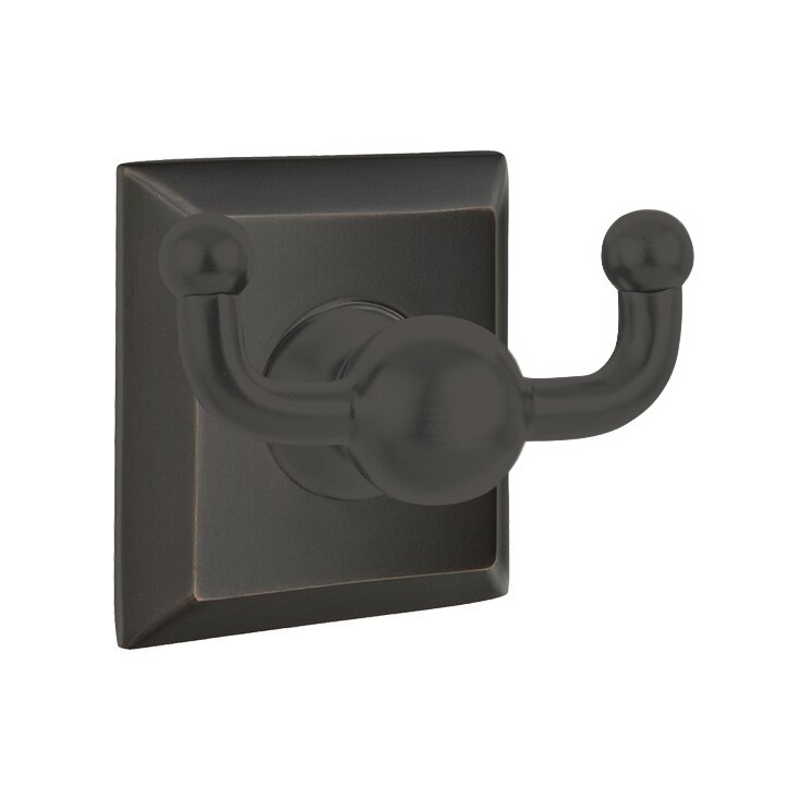 Emtek Traditional Brass Double Hook with Quincy Rosette