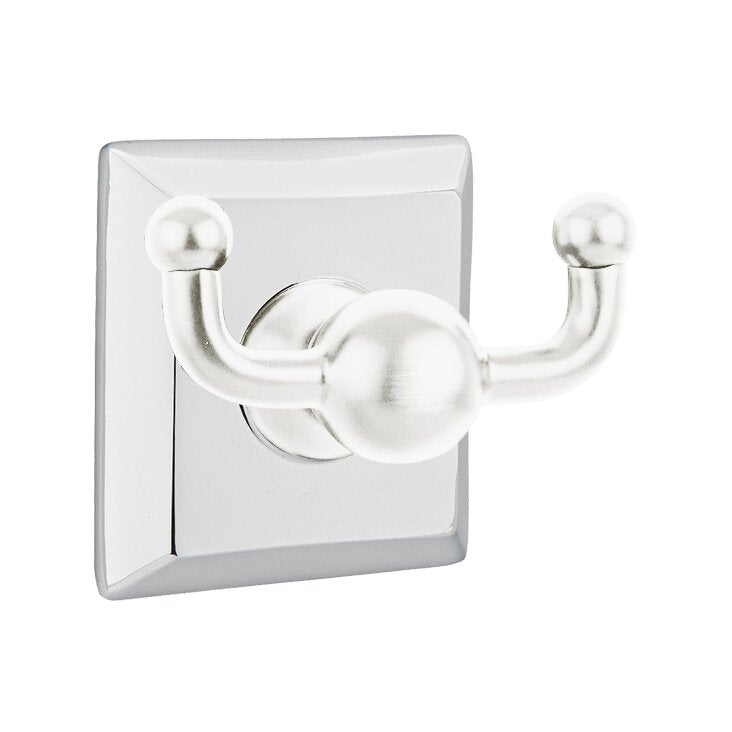 Emtek Traditional Brass Double Hook with Quincy Rosette