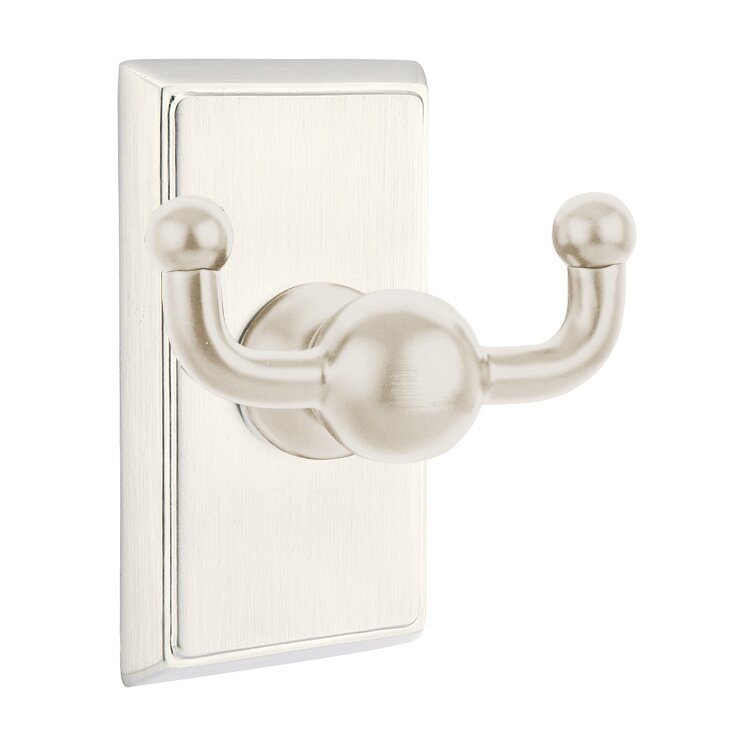 Emtek Traditional Brass Double Hook with Rectangular Rosette