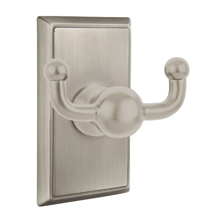 Emtek Traditional Brass Double Hook with Rectangular Rosette