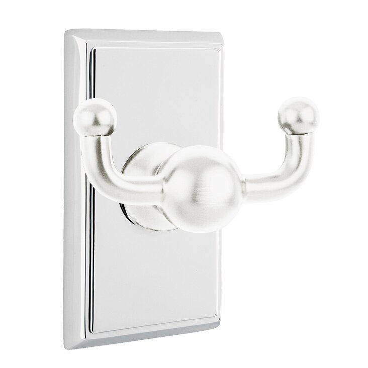 Emtek Traditional Brass Double Hook with Rectangular Rosette