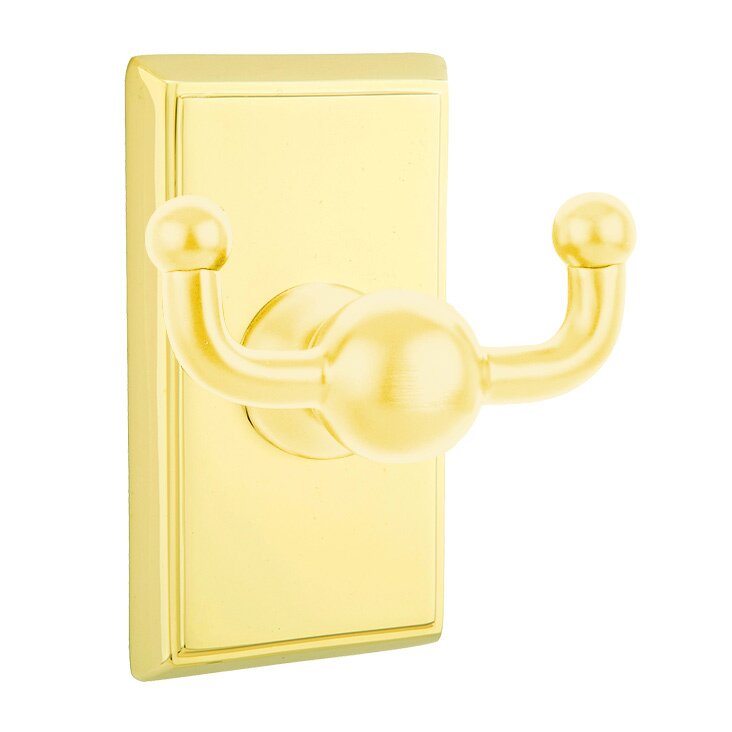 Emtek Traditional Brass Double Hook with Rectangular Rosette