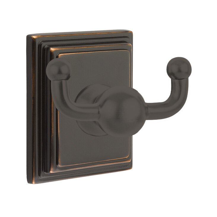 Emtek Traditional Brass Double Hook with Wilshire Rosette