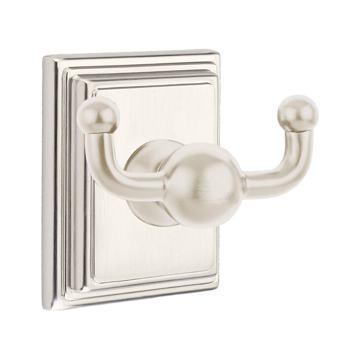 Emtek Traditional Brass Double Hook with Wilshire Rosette