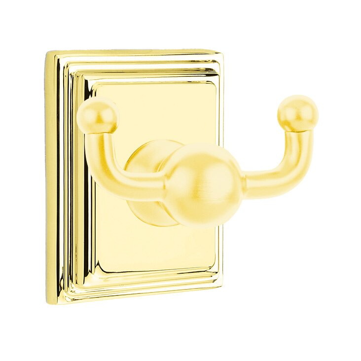 Emtek Traditional Brass Double Hook with Wilshire Rosette