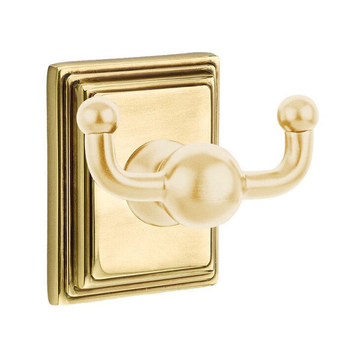 Emtek Traditional Brass Double Hook with Wilshire Rosette