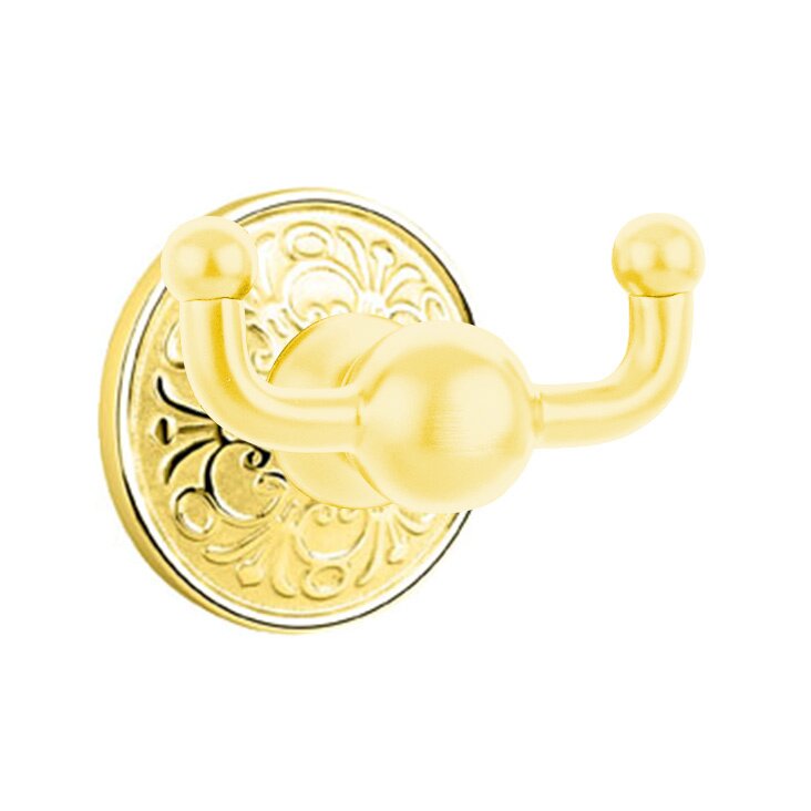 Emtek Traditional Brass Double Hook with Lancaster Rosette