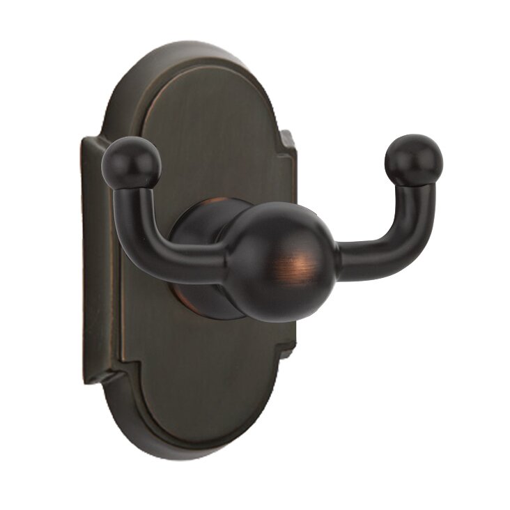 Emtek Traditional Brass Double Hook with #8 Rosette