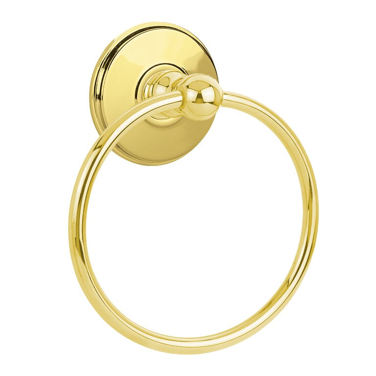 Emtek Traditional Brass Towel Ring with Watford Rosette