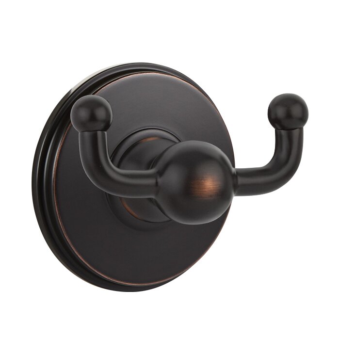 Emtek Traditional Brass Double Hook with Watford Rosette