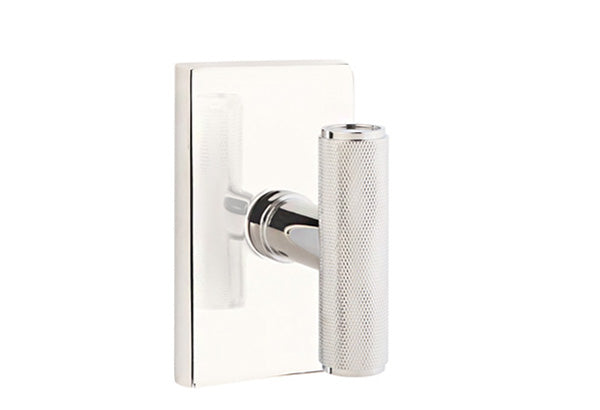 Emtek Studio Brass Door Handles - Ace Knurled Knob with Modern Rectangular Rosette
