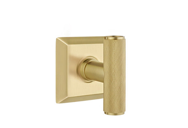 Emtek Studio Brass Door Handles - Ace Knurled Knob with Quincy Rosette