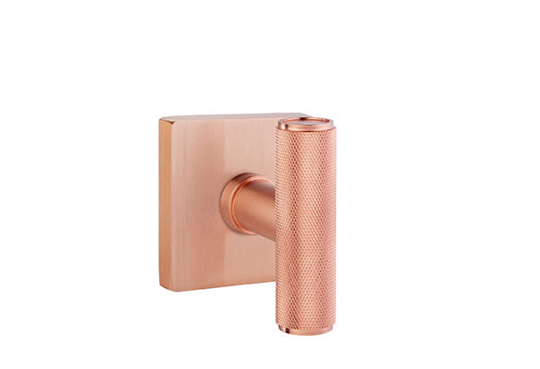 Emtek Studio Brass Door Handles - Ace Knurled Knob with Square Rosette