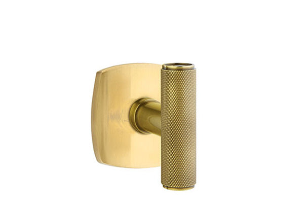 Emtek Studio Brass Door Handles - Ace Knurled Knob with Urban Modern Rosette