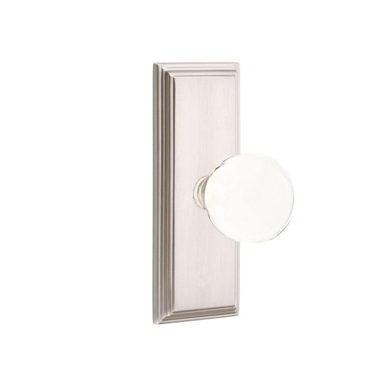 Emtek  Door Handle - Bristol  Knob 7" Wilshire Sideplate - Glass