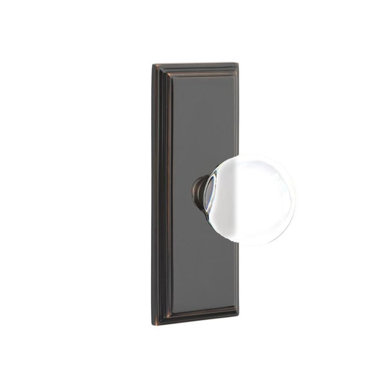 Emtek  Door Handle - Bristol  Knob 7" Wilshire Sideplate - Glass