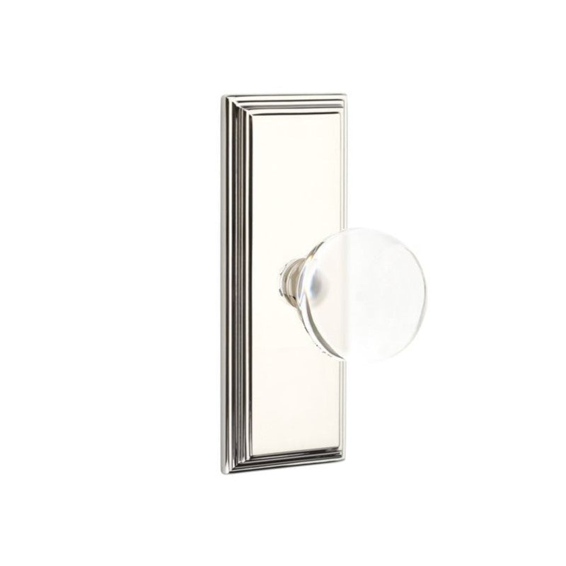 Emtek  Door Handle - Bristol  Knob 7" Wilshire Sideplate - Glass