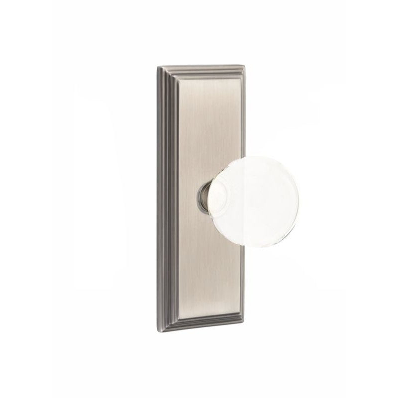 Emtek  Door Handle - Bristol  Knob 7" Wilshire Sideplate - Glass