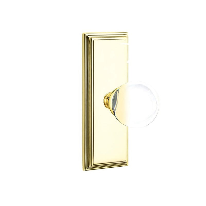 Emtek  Door Handle - Bristol  Knob 7" Wilshire Sideplate - Glass