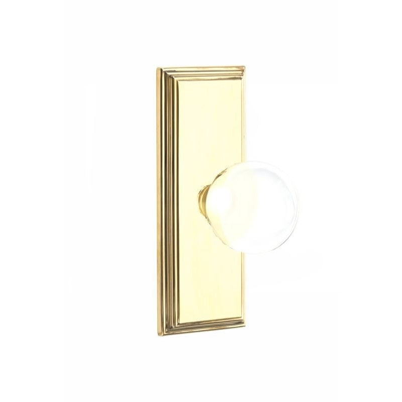 Emtek  Door Handle - Bristol  Knob 7" Wilshire Sideplate - Glass