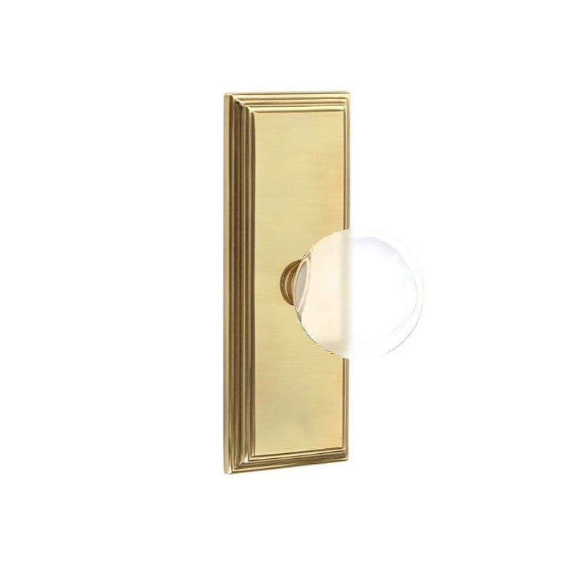 Emtek  Door Handle - Bristol  Knob 7" Wilshire Sideplate - Glass