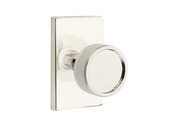 Emtek Select Door Knobs - Conical Knurled Knob - Modern Rectangular Rosette