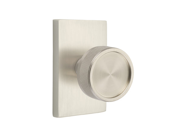 Emtek Select Door Knobs - Conical Knurled Knob - Modern Rectangular Rosette