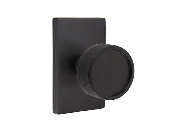 Emtek Select Door Knobs - Conical Knurled Knob - Modern Rectangular Rosette