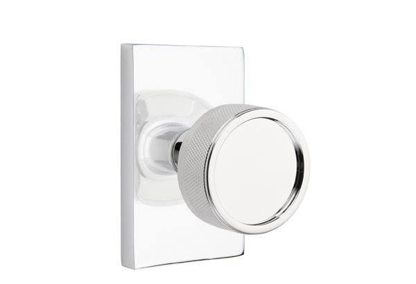 Emtek Select Door Knobs - Conical Knurled Knob - Modern Rectangular Rosette