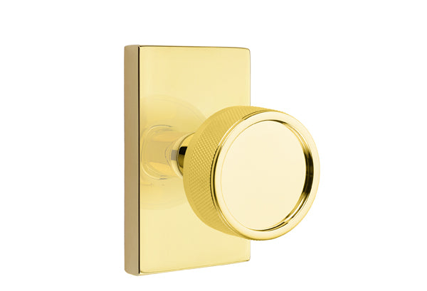 Emtek Select Door Knobs - Conical Knurled Knob - Modern Rectangular Rosette