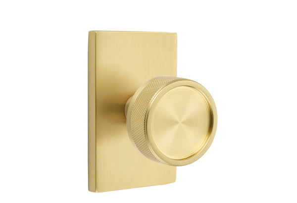 Emtek Select Door Knobs - Conical Knurled Knob - Modern Rectangular Rosette