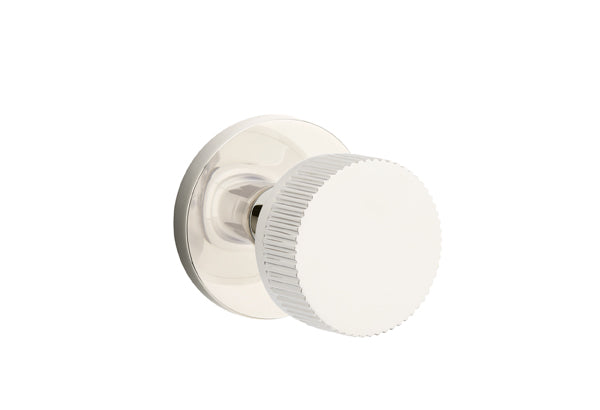 Emtek Select Door Knobs- Conical Straight Knurled Knob - Disk Rosette