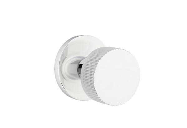 Emtek Select Door Knobs- Conical Straight Knurled Knob - Disk Rosette
