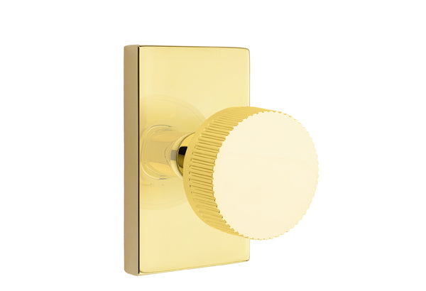 Emtek Select Door Knobs- Conical Straight Knurled Knob - Modern Rectangular Rosette