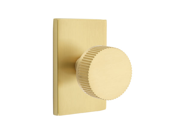 Emtek Select Door Knobs- Conical Straight Knurled Knob - Modern Rectangular Rosette