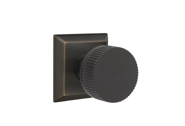 Emtek Select Door Knobs- Conical Straight Knurled Knob - Quincy Rosette