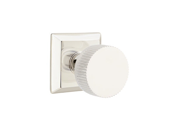 Emtek Select Door Knobs- Conical Straight Knurled Knob - Quincy Rosette