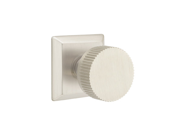 Emtek Select Door Knobs- Conical Straight Knurled Knob - Quincy Rosette