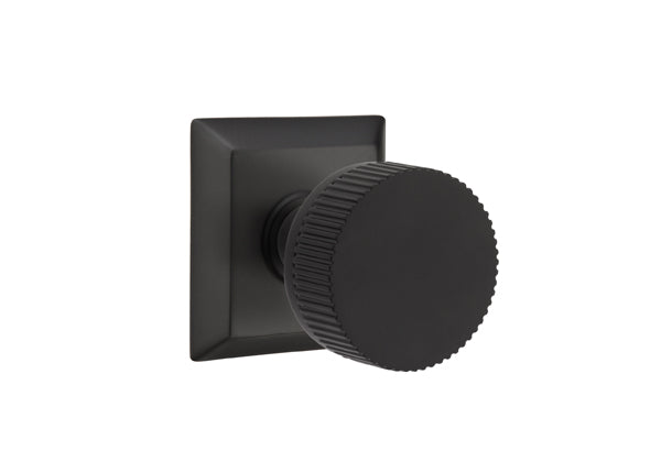 Emtek Select Door Knobs- Conical Straight Knurled Knob - Quincy Rosette