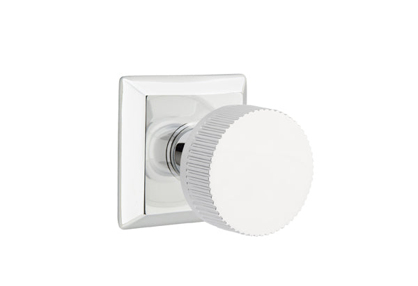 Emtek Select Door Knobs- Conical Straight Knurled Knob - Quincy Rosette