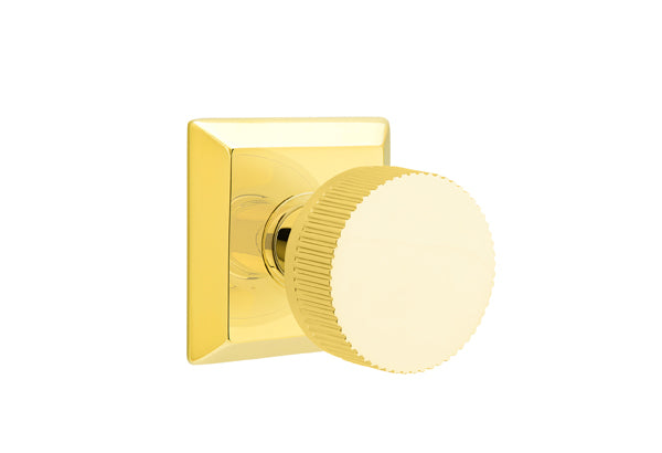 Emtek Select Door Knobs- Conical Straight Knurled Knob - Quincy Rosette