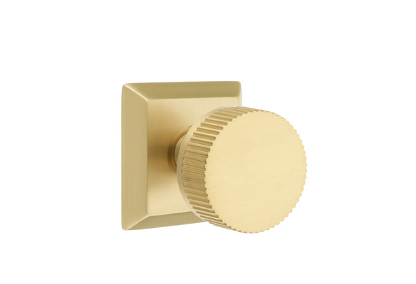 Emtek Select Door Knobs- Conical Straight Knurled Knob - Quincy Rosette