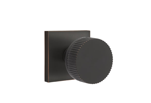 Emtek Select Door Knobs- Conical Straight Knurled Knob - Square Rosette