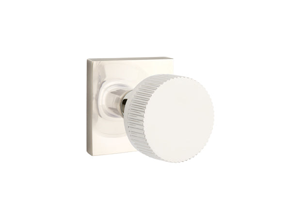 Emtek Select Door Knobs- Conical Straight Knurled Knob - Square Rosette