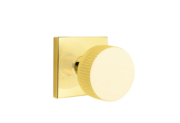 Emtek Select Door Knobs- Conical Straight Knurled Knob - Square Rosette