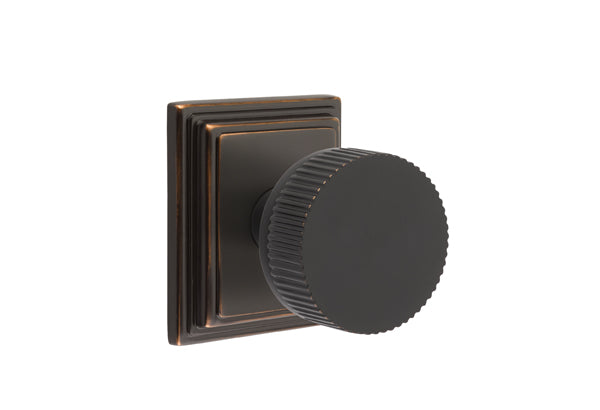 Emtek Select Door Knobs- Conical Straight Knurled Knob - Wilshire Rosette