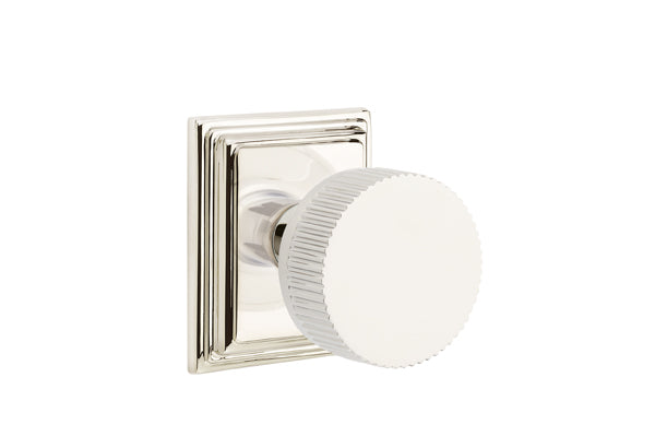 Emtek Select Door Knobs- Conical Straight Knurled Knob - Wilshire Rosette