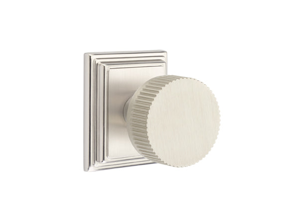 Emtek Select Door Knobs- Conical Straight Knurled Knob - Wilshire Rosette