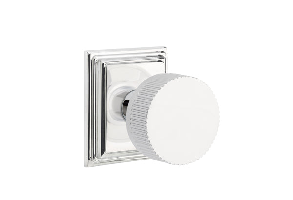 Emtek Select Door Knobs- Conical Straight Knurled Knob - Wilshire Rosette